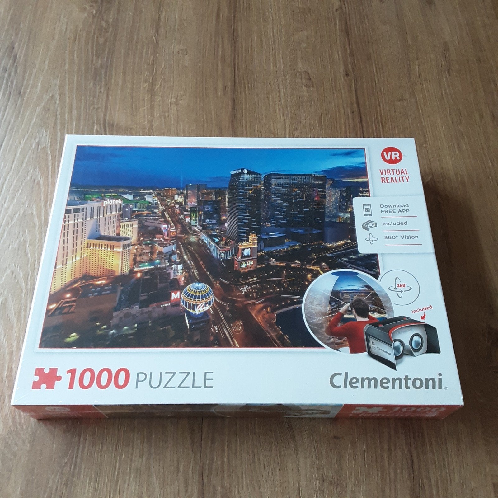 Nieuwe Clementoni 1000 stukjes VR puzzel Las Vegas, Ophalen of Verzenden, 500 t/m 1500 stukjes, Nieuw, Legpuzzel