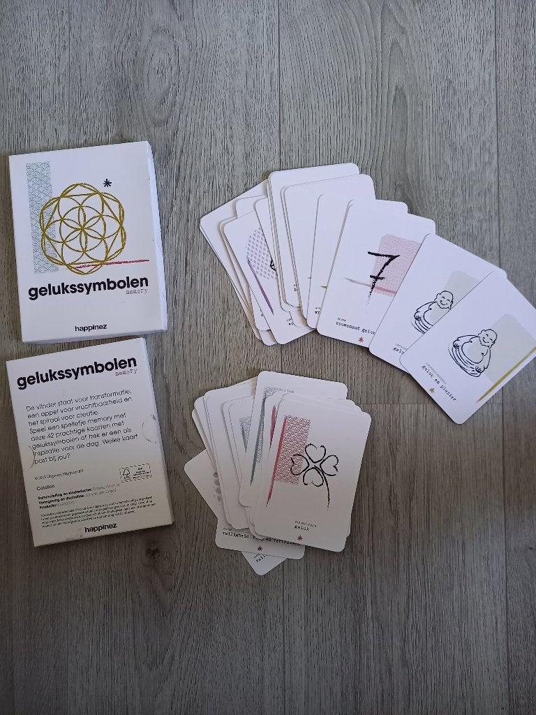 Gelukssymbolen Memory - Happinez, Ophalen of Verzenden, Zo goed als nieuw, Tarot of Kaarten leggen, Overige typen