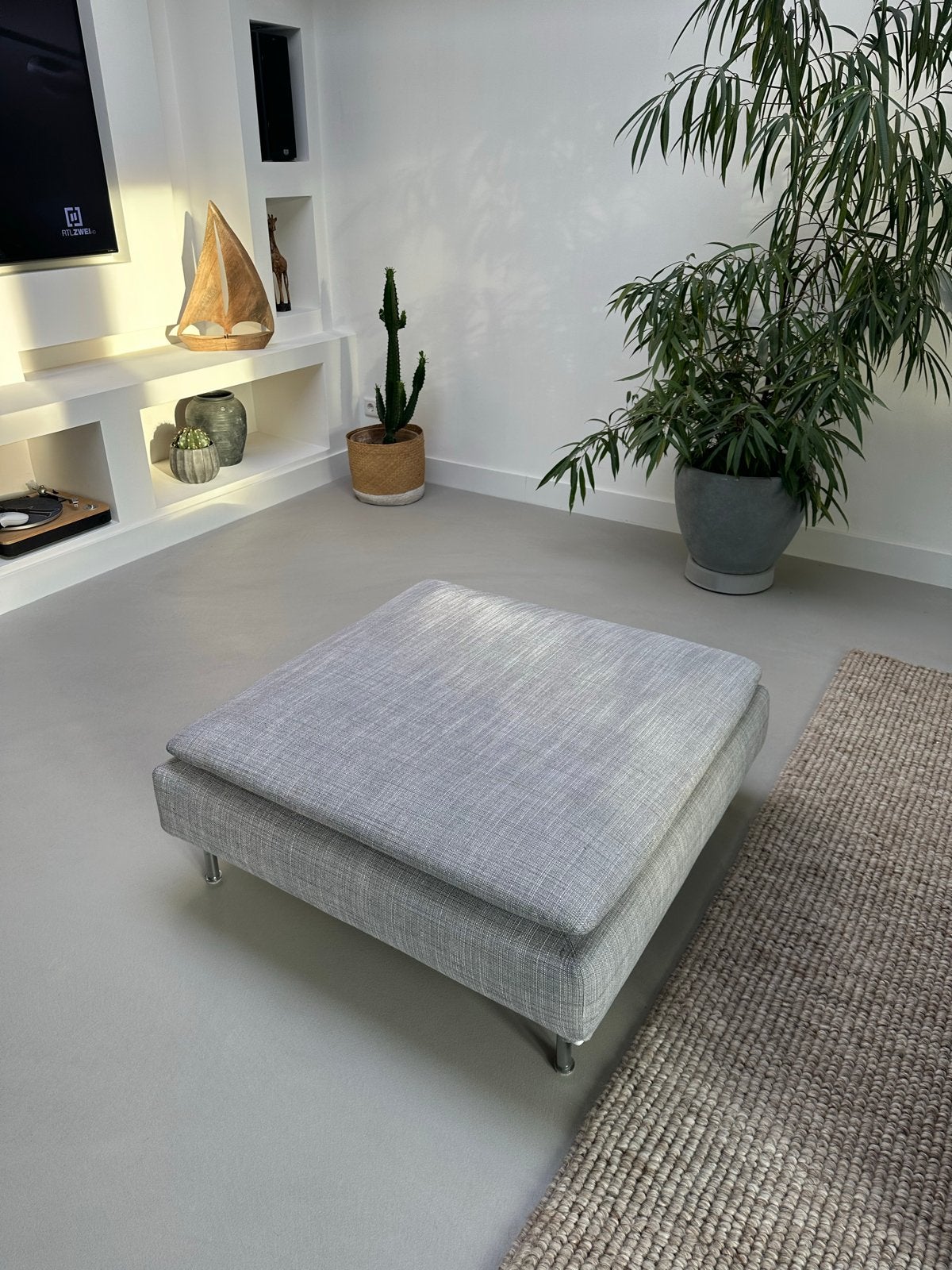 Ikea Söderhamn Poef/Voetenbank - Grijs, Ophalen, Zo goed als nieuw, Vierkant, Stof