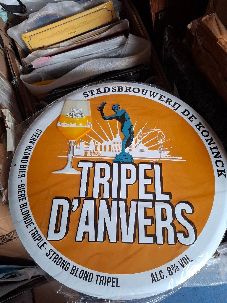 Reclamebord Tripel D'Anvers (De Koninck), Ophalen of Verzenden, Nieuw, Reclamebord, Plaat of Schild, Overige merken