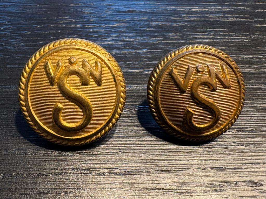 Originele VNS Uniformknopen - Set van 2 - Goudkleurig, Verzamelen, Scheepvaart, Ophalen of Verzenden