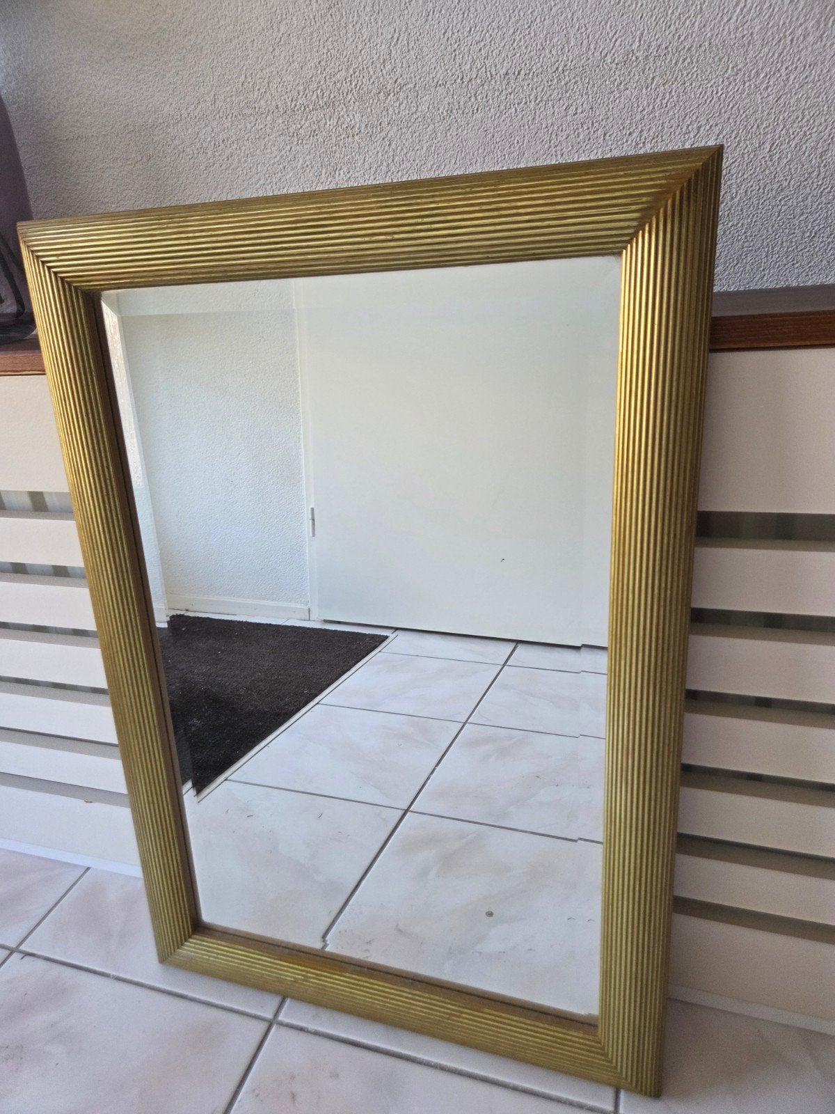 Gouden spiegel met facet geslepen glas, Ophalen, Rechthoekig, 50 tot 75 cm, Minder dan 100 cm