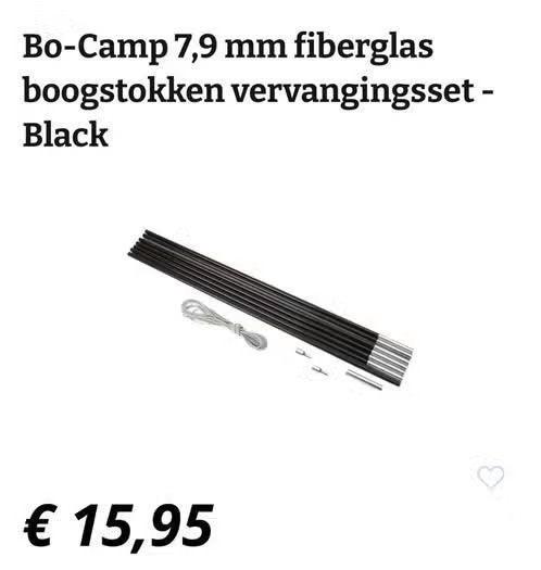 ZGAN! Bo-Camp 7,9 mm fiberglas boogstokken mist elast €5,99, Ophalen of Verzenden, Zo goed als nieuw