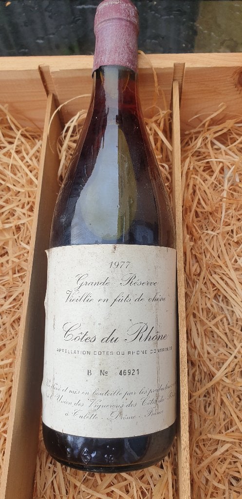 Grande Reserve Côtes du Rhône Vieillie en Fûts de Chêne 1977, Verzamelen, Wijnen, Frankrijk, Nieuw, Ophalen of Verzenden, Rode wijn