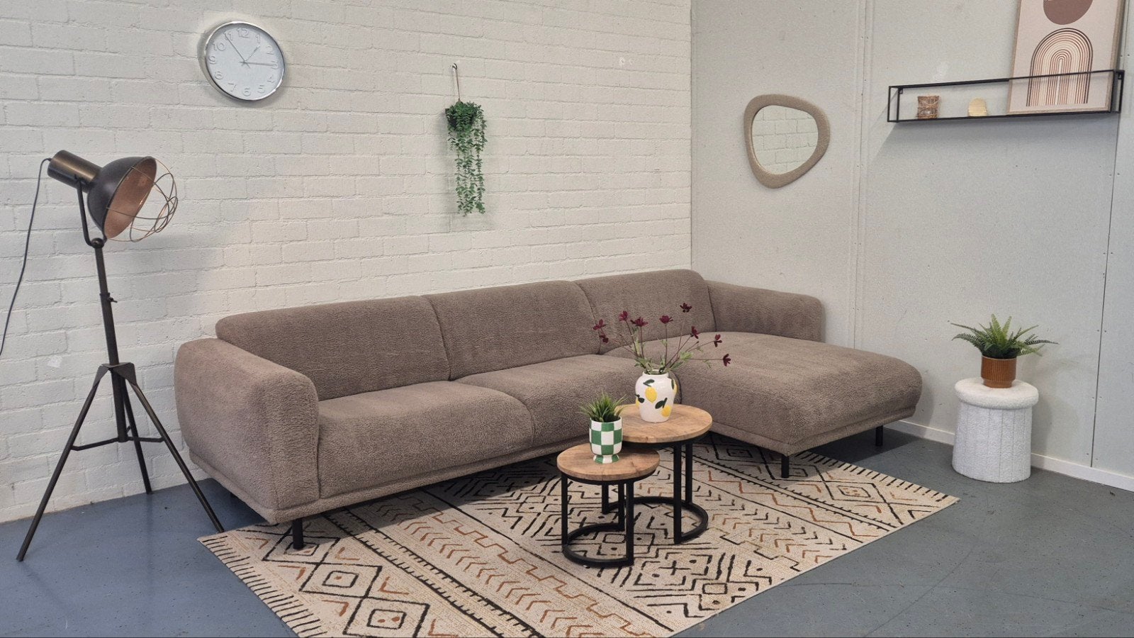 GRATIS LEVERING Teddy hoekbank beige | 280x160 | GEREINIGD, Huis en Inrichting, Banken | Bankstellen, Gebruikt, Hoekbank, Driepersoons