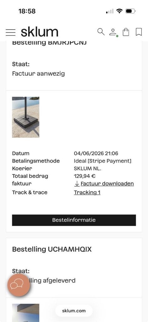 Sklum Parasol + voet NIEUW, Ophalen, Nieuw, 2 tot 3 meter, Parasolvoet
