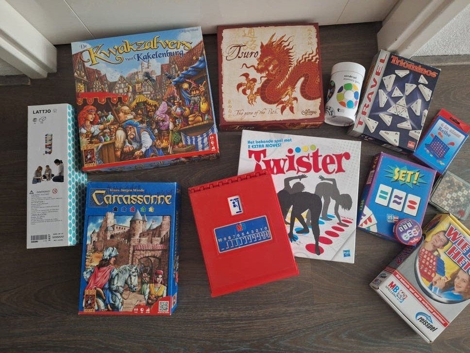 Collectie bordspellen en reisspellen, Ophalen, Gebruikt, Diverse, Vijf spelers of meer