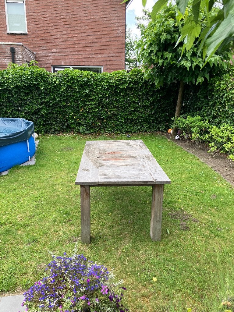 Tuintafel, Ophalen of Verzenden, Gebruikt, Rechthoekig, Hout