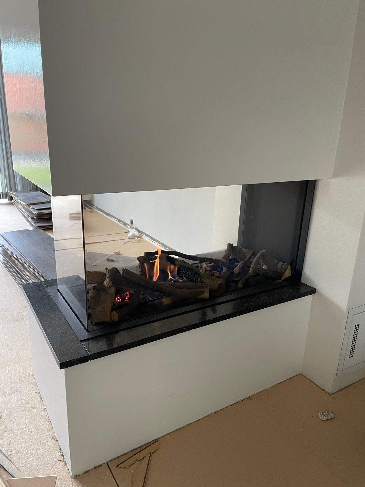 Moderne Kal-fire gashaard met afstandsbediening, Ophalen, Zo goed als nieuw, Inbouwhaard, Gashaard