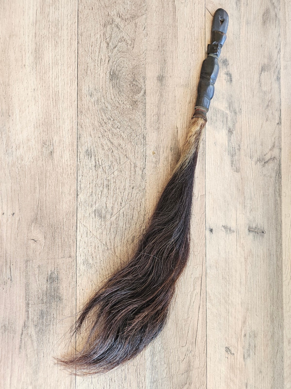 oude antiek Afrikaanse vliegenmepper van paardenhaar, Ritueel object, Gesneden, Afrika, Ophalen of Verzenden