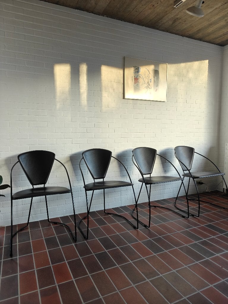 4 Vintage design Stoelen - Arrben 'Linda' stijl - Zwart, Huis en Inrichting, Stoelen, Ophalen, Gebruikt, Zwart, Overige materialen