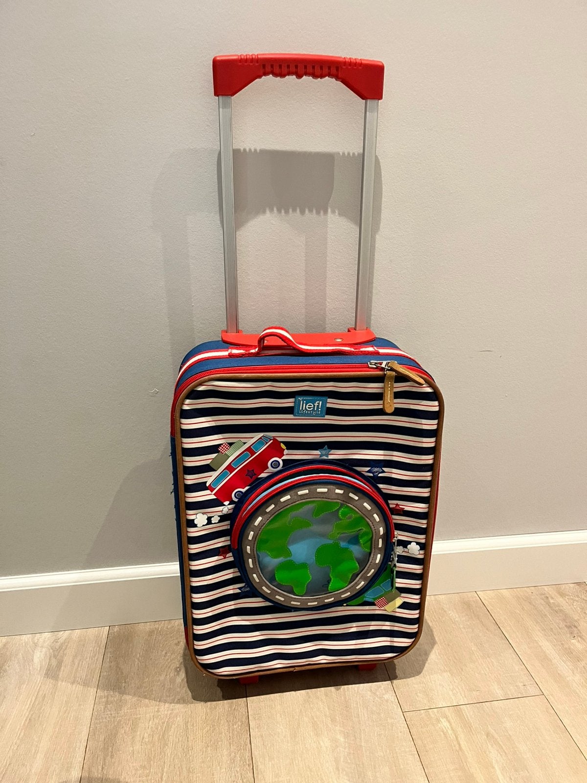 Jongens reiskoffer Stoer, Wieltjes, Hard kunststof, Minder dan 50 cm, Ophalen of Verzenden