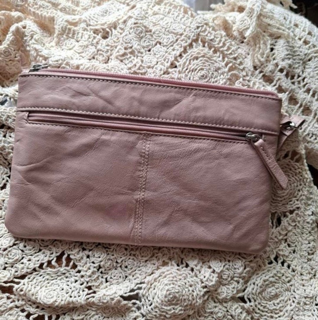 mooie roze leren pols tas, Ophalen of Verzenden, Zo goed als nieuw, Roze, Handtas