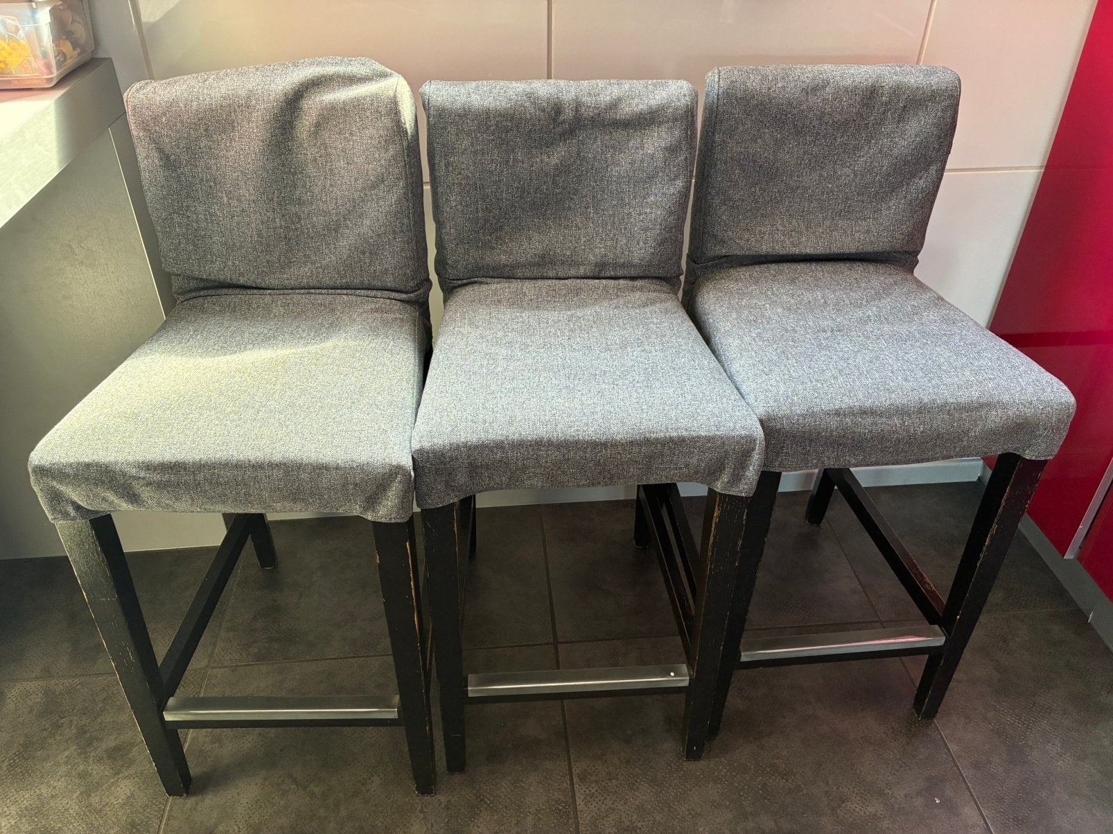 3st ikea barkruk, Ophalen, Gebruikt, 60 tot 90 cm, Metaal