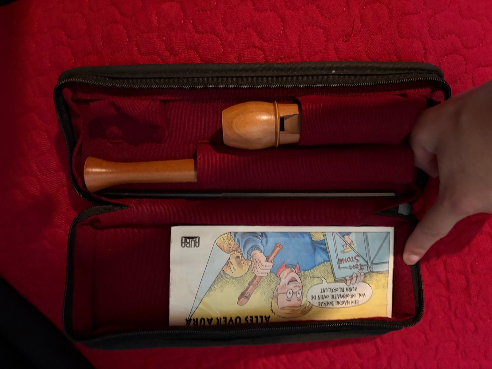 Blokfluit Sopraan Aura met hoes en boekje, Ophalen of Verzenden, Zo goed als nieuw, Sopraan of Sopranino, Met koffer, hoes of etui