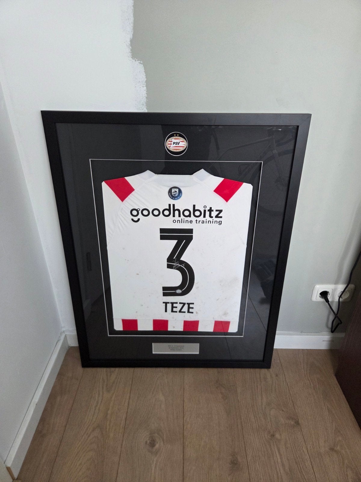 Jordan Teze matchworn PSV shirt, Ophalen, Gebruikt, PSV, Shirt