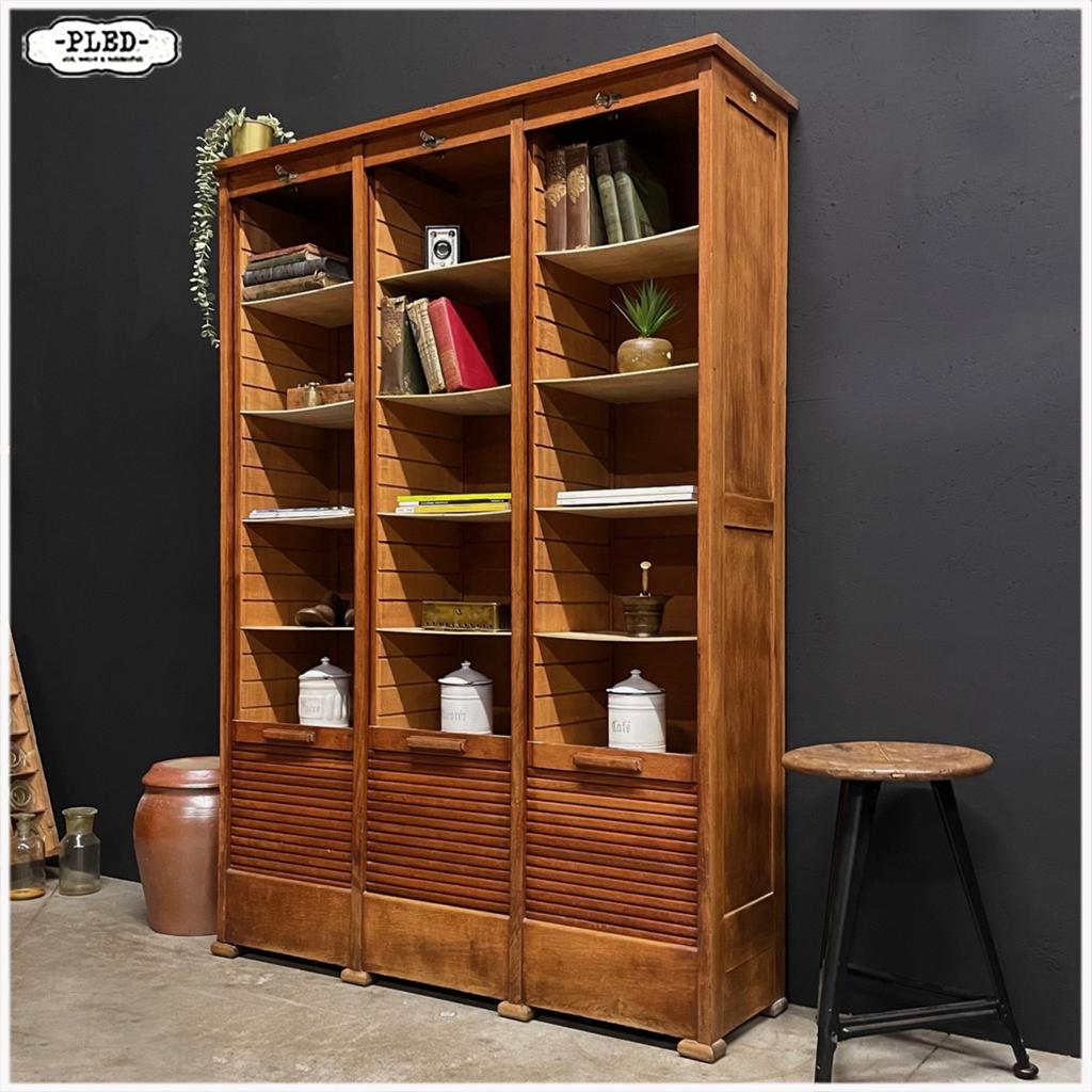 Oude driedeurs Roldeurkast Kast Archiefkast Boekenkast, Ophalen, Gebruikt, 100 tot 150 cm, Vintage Officestijl
