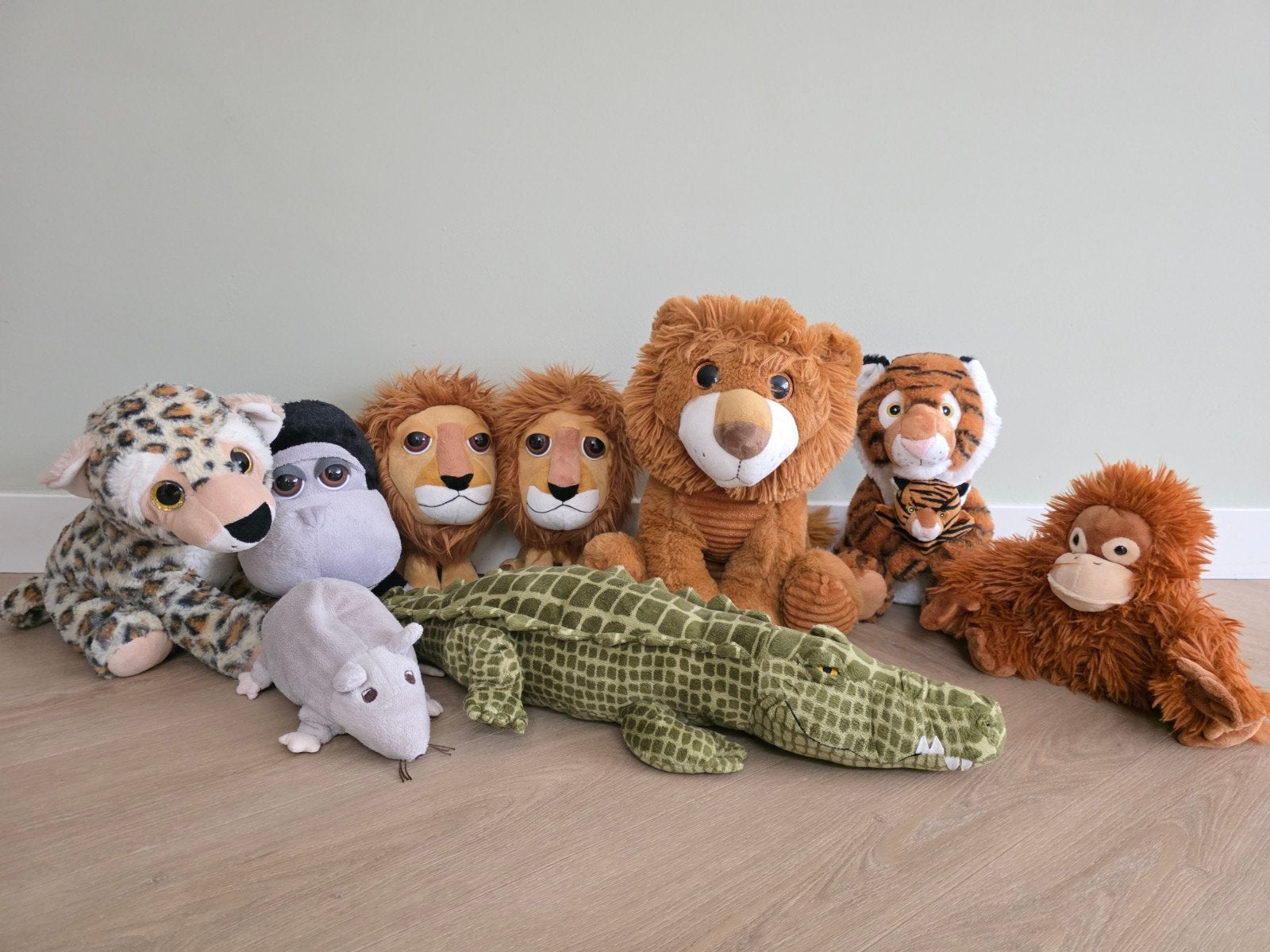 Grote collectie jungel knuffels van diverse dieren, Gebruikt, Ophalen of Verzenden, Middelgroot (20 tot 80 cm), Leeuw