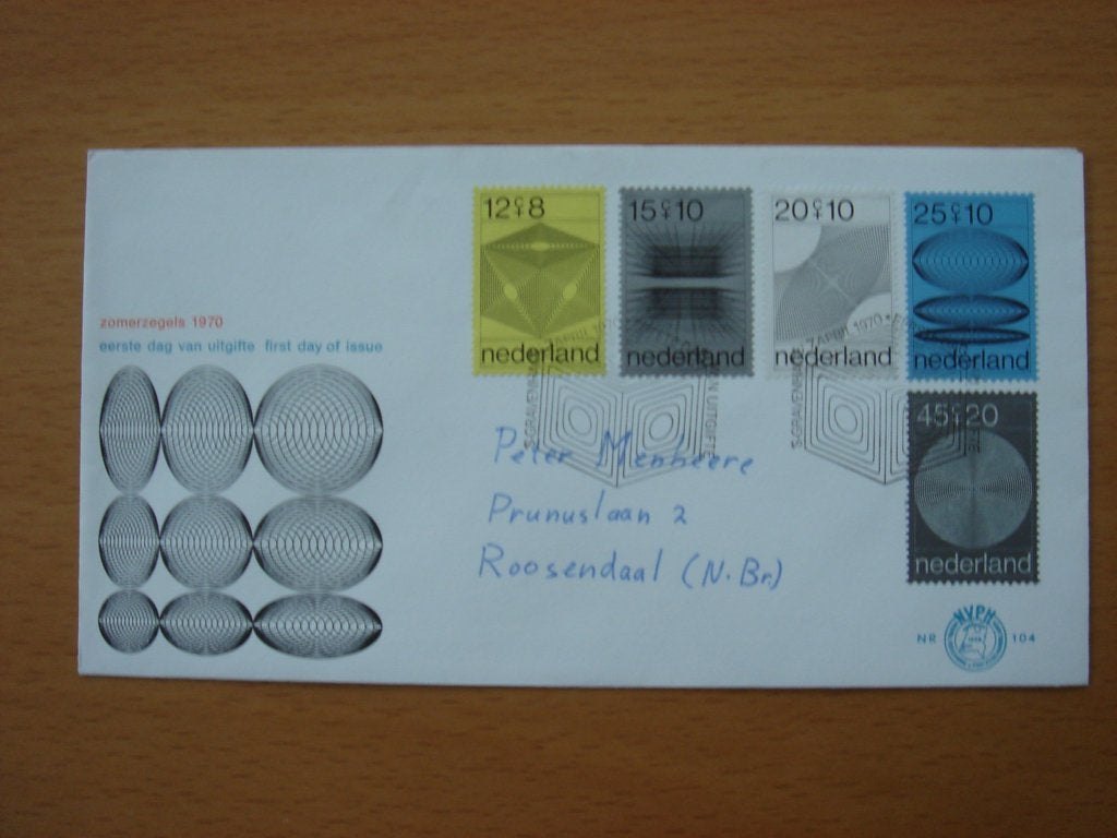 NVPH E104 1e Dag-enveloppe Zomerzegels 1970, Ophalen of Verzenden, Beschreven, Nederland
