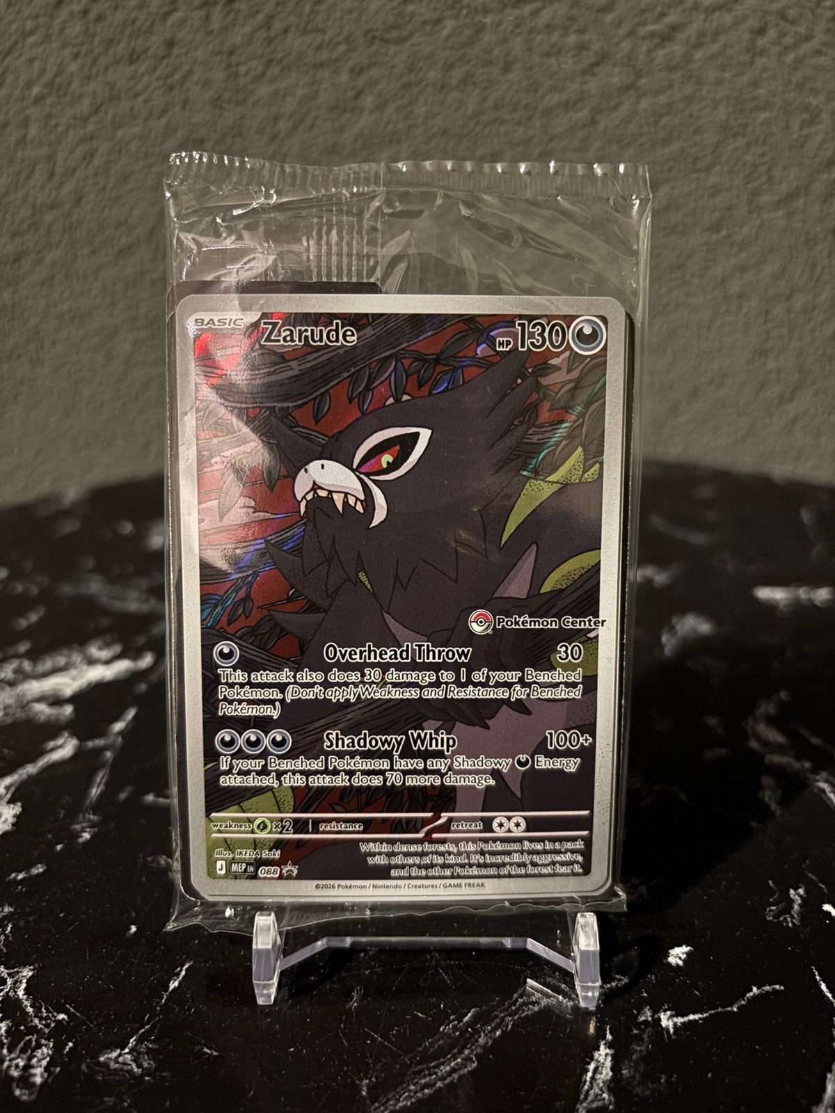 Zarude MEP 088 Pokémon Center Stamped Promo Black Star Promo, Ophalen of Verzenden, Nieuw, Losse kaart, Foil
