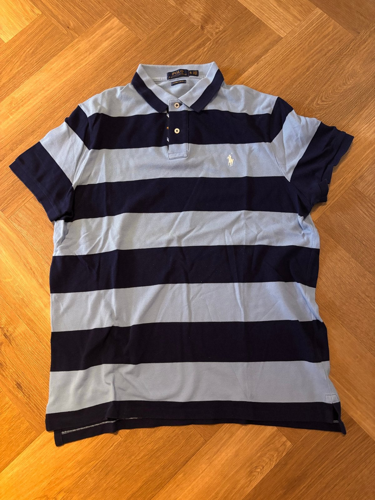 Polo Ralph Lauren Custom Slim Fit Polo - XL, Kleding | Heren, Ophalen of Verzenden, Zo goed als nieuw, Maat 56/58 (XL), Blauw