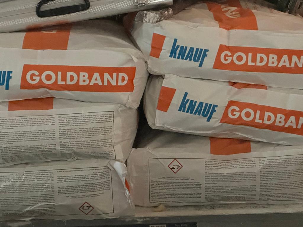 6 zakken knauf goldband 30kg nieuw recent gekocht, Minder dan 4 cm, Overige materialen, Ophalen of Verzenden, Zo goed als nieuw