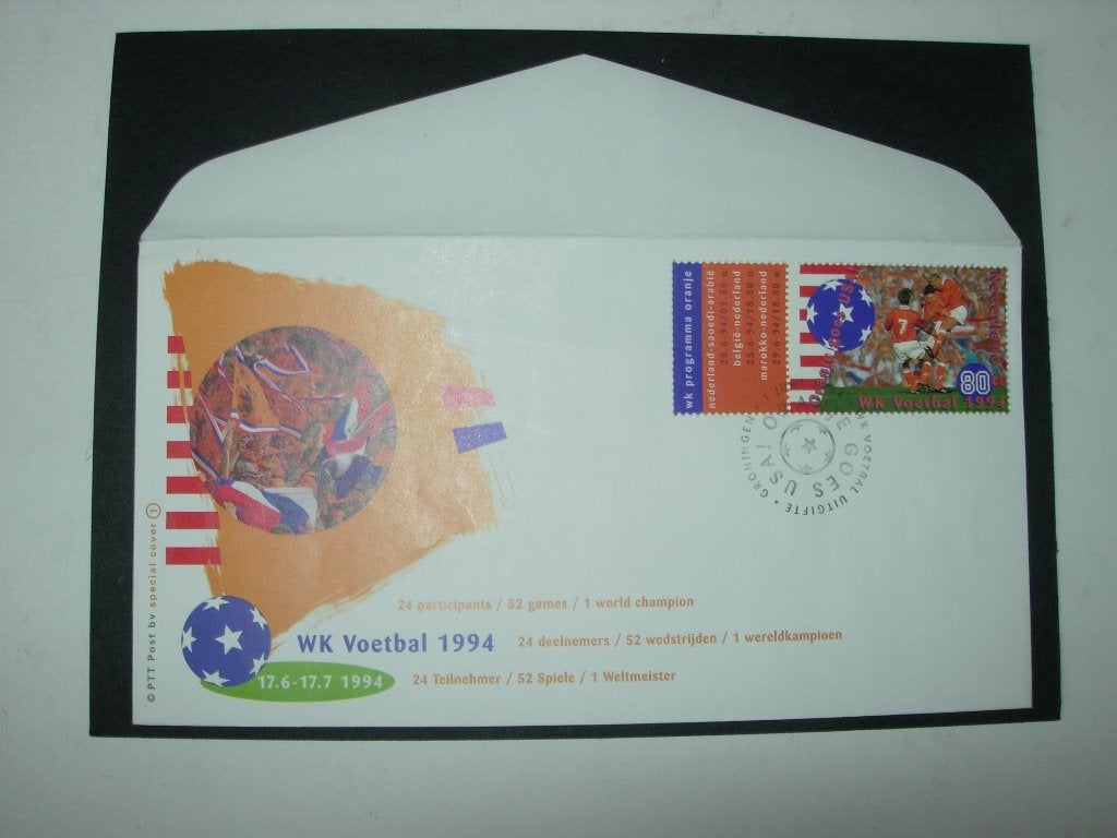 NL Nederland 2 FDC's WK voetbal 1994, Postzegels en Munten, Postzegels | Eerstedagenveloppen, Verzenden, Onbeschreven, Nederland