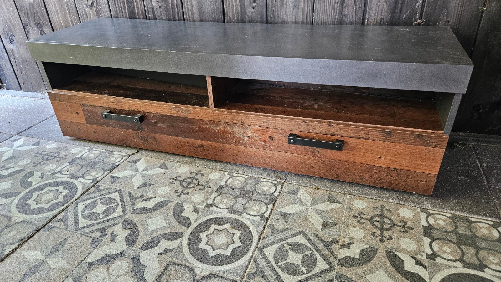 TV-meubel en kastje - industrieel design, Huis en Inrichting, Kasten | Televisiemeubels, Gebruikt, Minder dan 100 cm, 100 tot 150 cm
