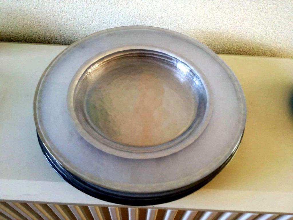 Set glazen onderborden, zilverkleurig, Ophalen, Nieuw, Glas, Bord(en)