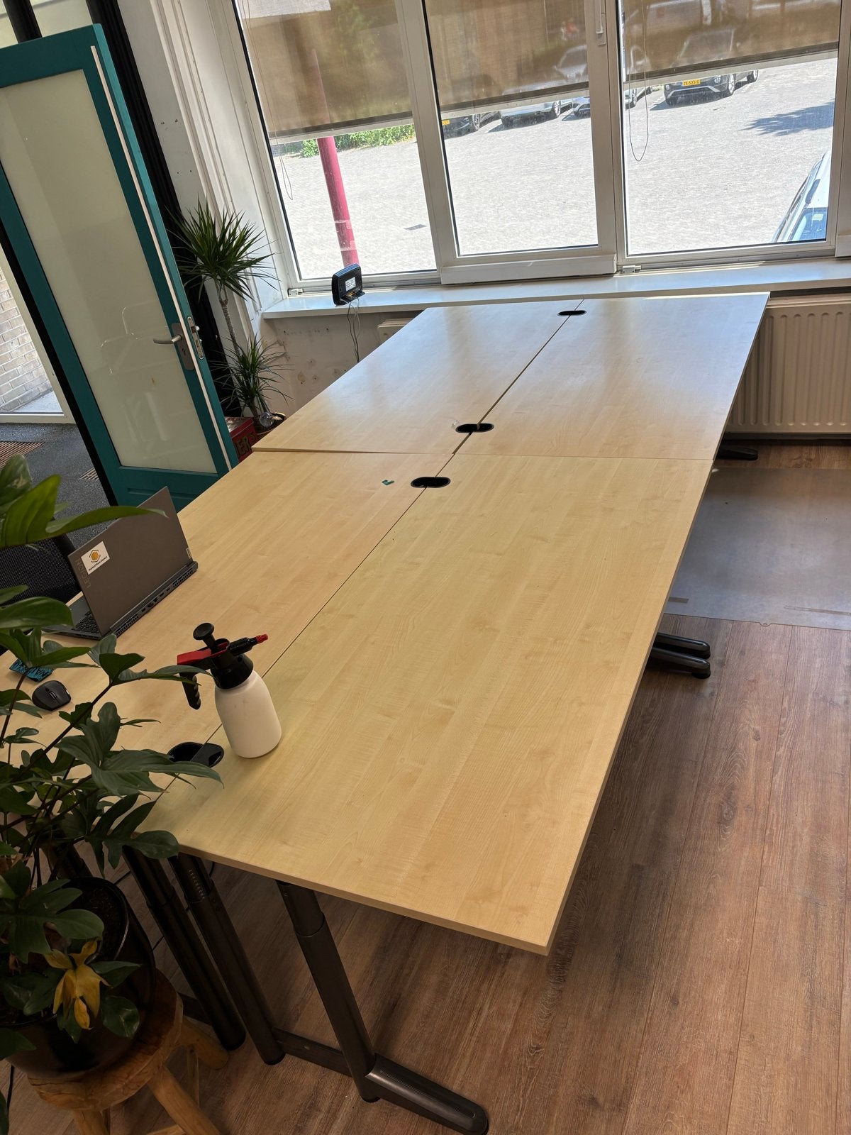 4x Bureau in hoogte verstelbaar – 160 x 80 cm, Ophalen, Zit-sta bureau, Gebruikt, Hout