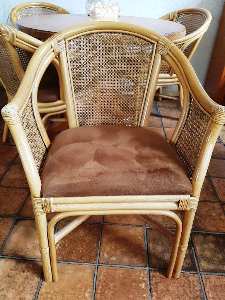 eetkamerstoelen, 4, manou met riet, honing kleur, Ophalen, Gebruikt, Overige kleuren, Landelijk