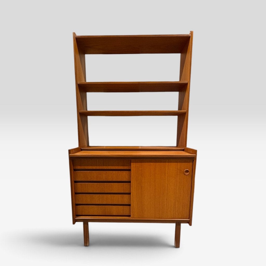 Scandinavische vintage boekenkast | jaren 60/70, Mid-century - Scandinavian design - Vintage, Gebruikt, Teakhout, 150 tot 200 cm