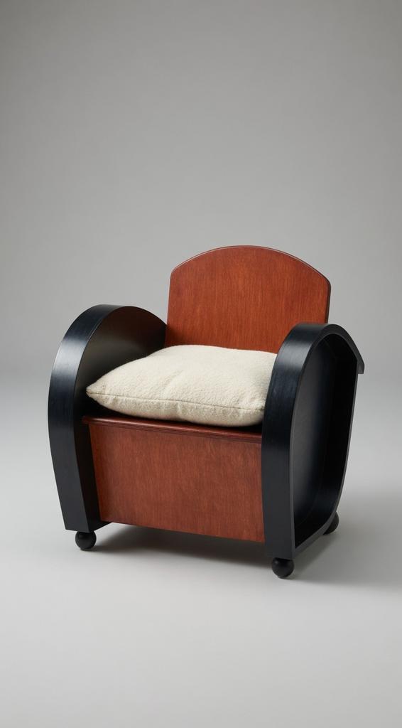 Art Deco Kinder Fauteuil - Tweekleurig Hout, Antiek en Kunst, Ophalen