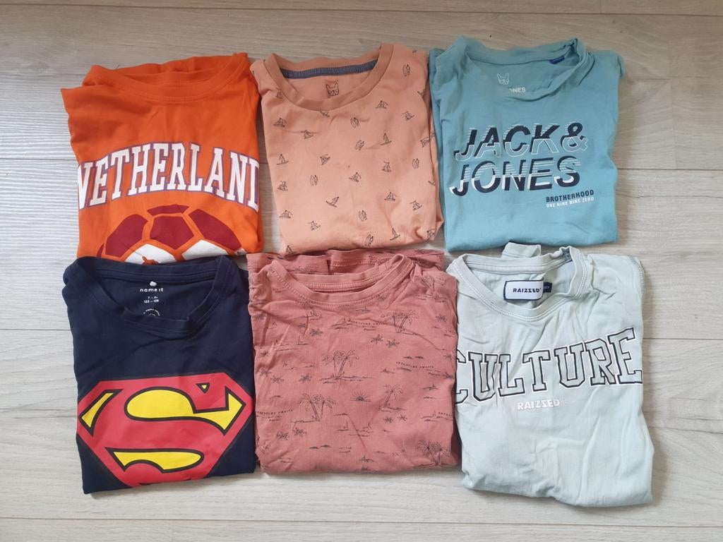 Jongenskleding pakket: 6 T-shirts maat 128, Ophalen of Verzenden, Gebruikt, Diverse merken, Jongen
