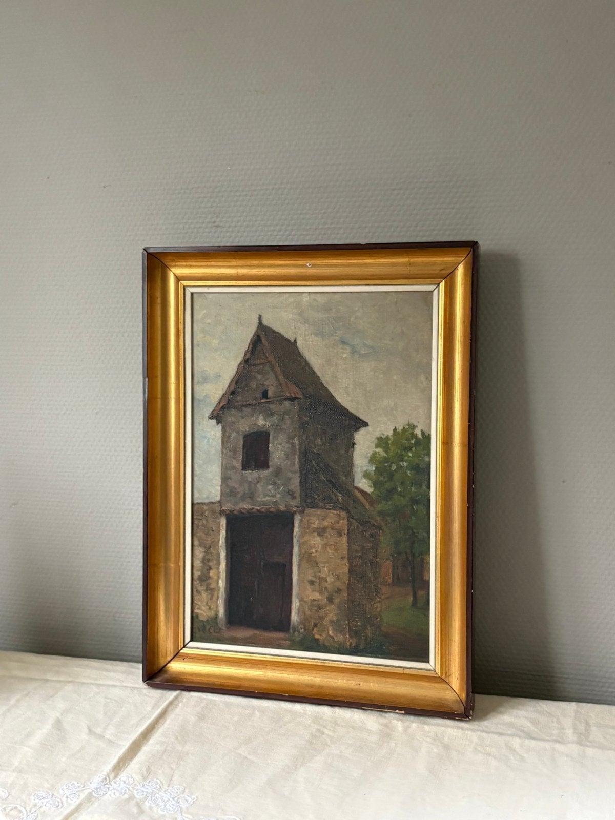 Antiek schilderij op linnen | gesigneerd |, Doek, Ophalen of Verzenden, Gesigneerd, Olieverf