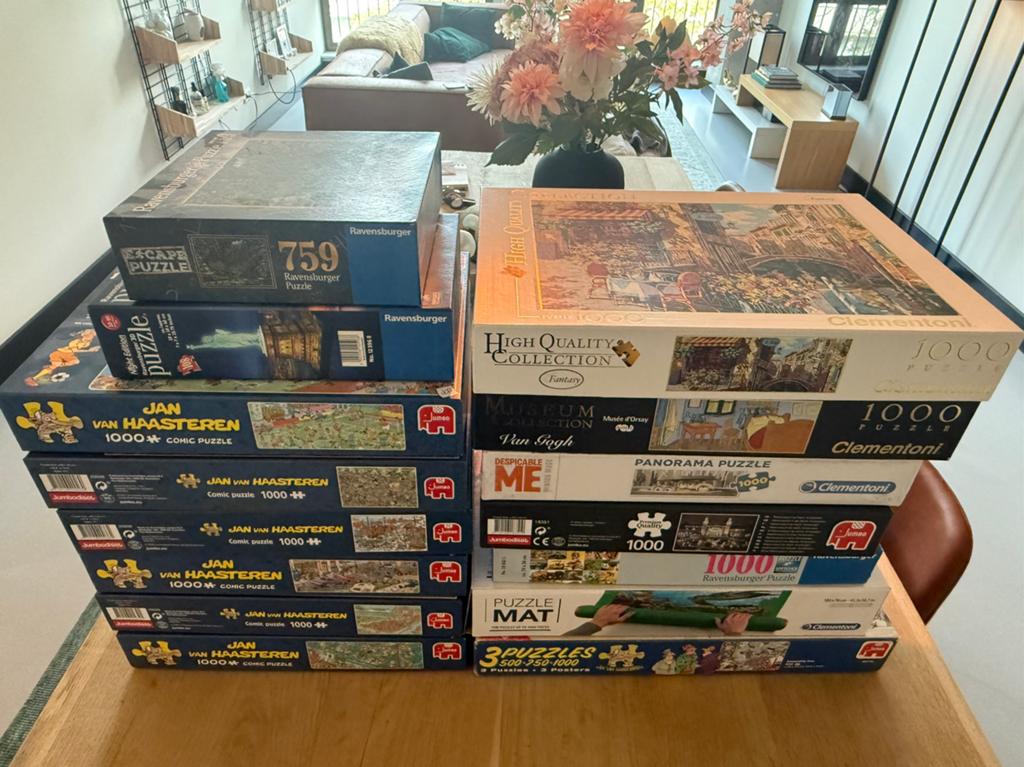 Diverse puzzels en mat, Jan van Haasteren, Ravensburger, etc, Ophalen, 500 t/m 1500 stukjes, Zo goed als nieuw