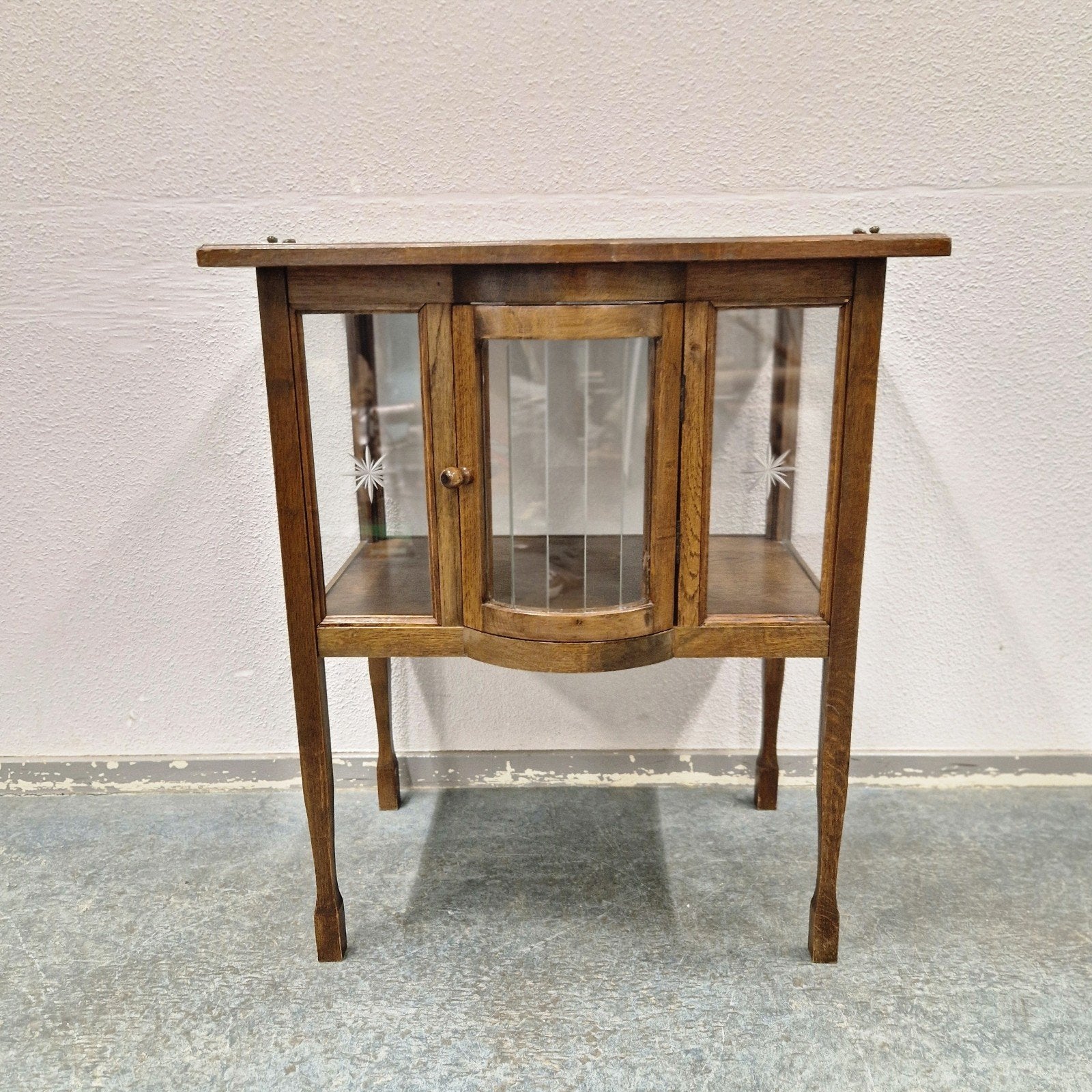 Antieke theekast theekastje vintage ster glas, Antiek en Kunst, Curiosa en Brocante, Ophalen of Verzenden