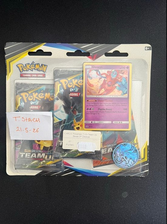 Sealed Deoxys promo Team Up 3 Pack Blister, Ophalen of Verzenden, Zo goed als nieuw