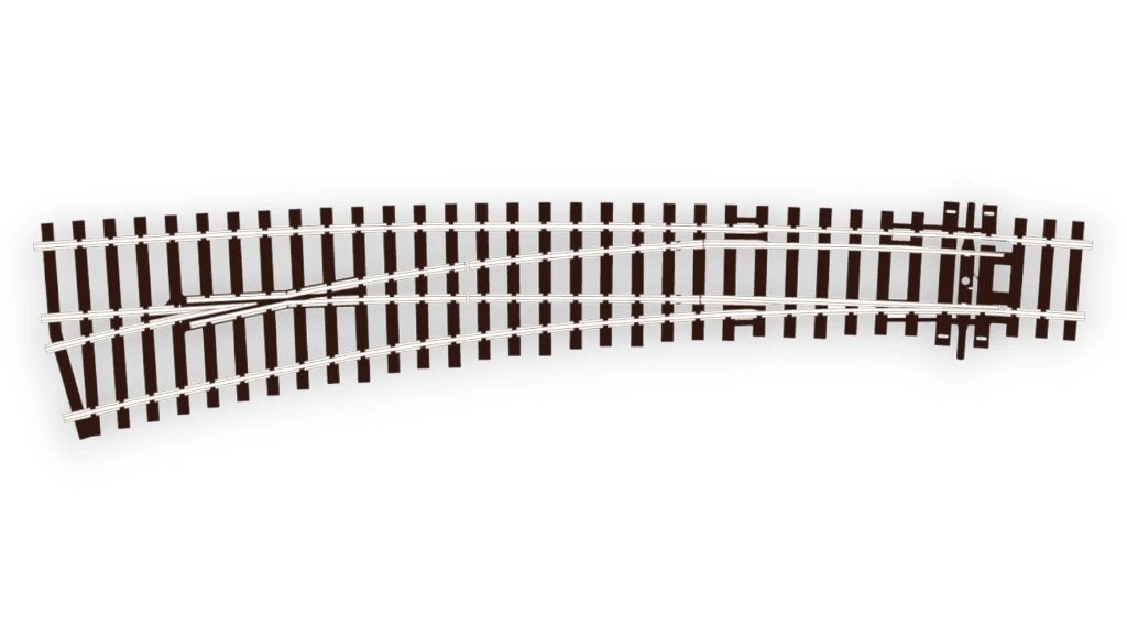 Peco – SL-E87 Code 100, Gebogen wissel, Lang, Links, Overige merken, Gelijkstroom of Wisselstroom, Nieuw, Rails
