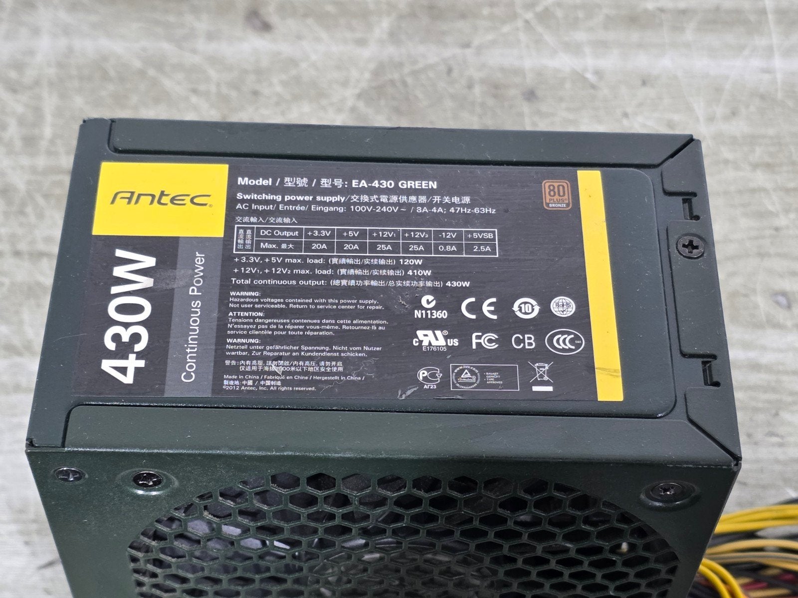 Antec 430w max voeding psu power supply ea-430 green, Computers en Software, Gebruikt, ., Ophalen of Verzenden, .