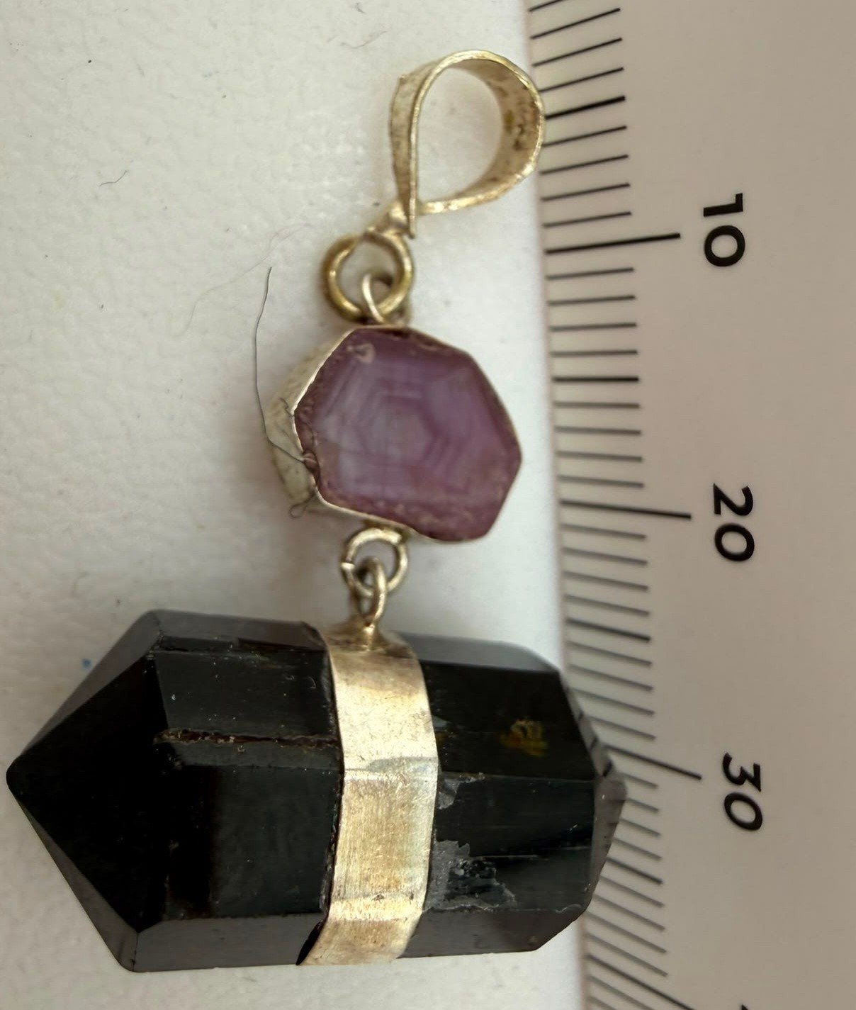 Toermalijn Saffier Hanger - Zwart & Paars Edelsteen, Ophalen of Verzenden