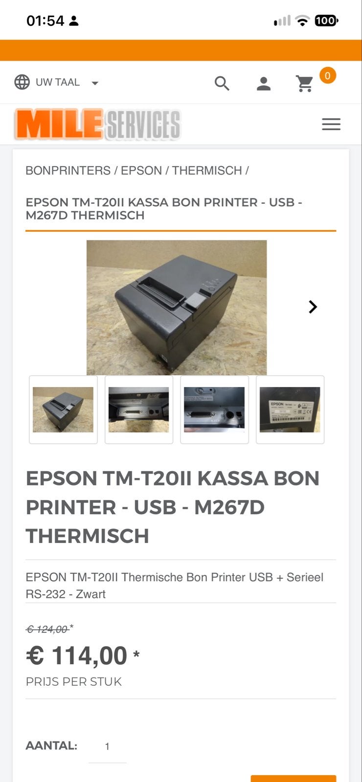 Epson TM-T20II USB Thermische Bonprinter M267D, Zwart-en-wit printen, Gebruikt, Printer, Ophalen of Verzenden