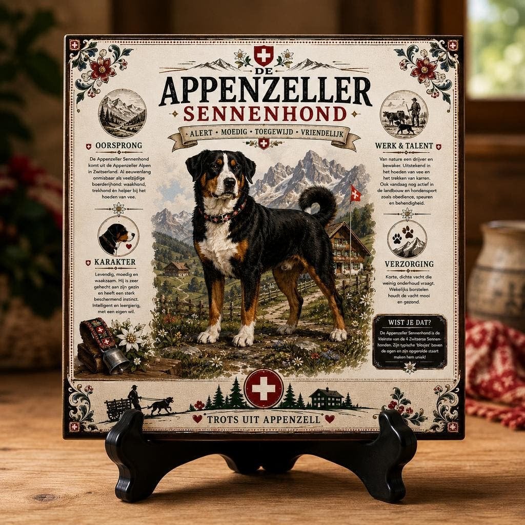 Appenzeller Sennenhond - Infographic Tegel, Verzenden, Nieuw