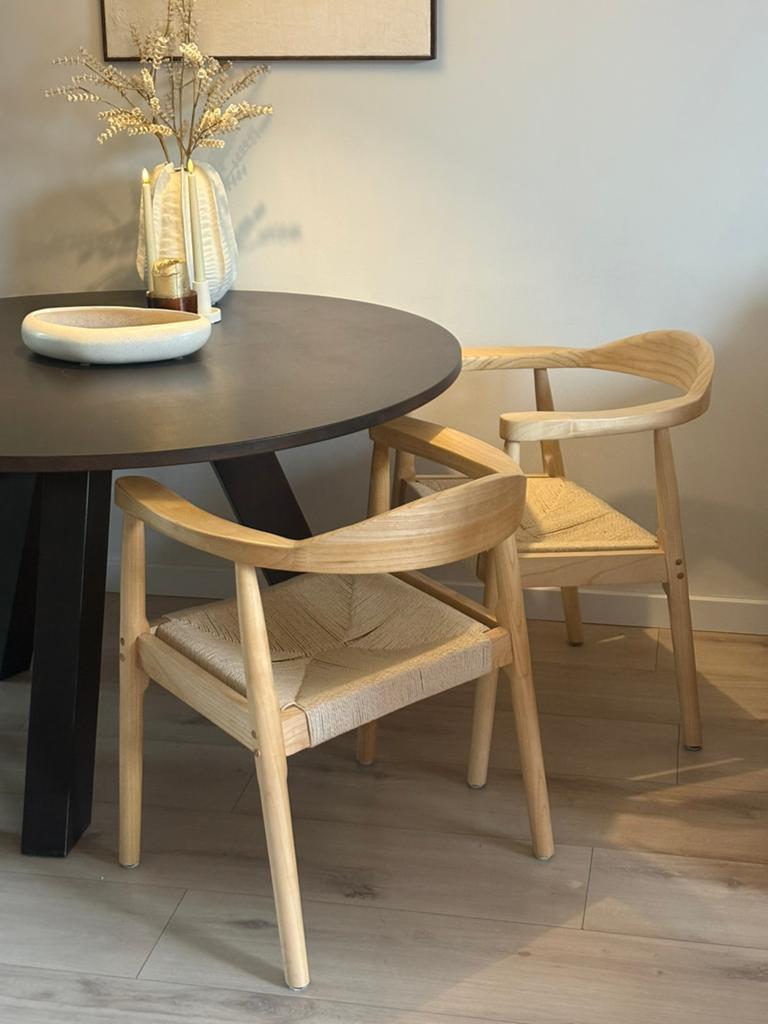 2 Japandi eetkamer stoelen, Huis en Inrichting, Stoelen, Ophalen, Zo goed als nieuw