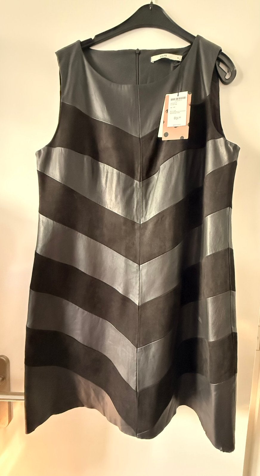 STEPS zwarte leren jurk maat 46 Nieuw, Kleding | Dames, Jurken, Ophalen of Verzenden, Nieuw, Maat 46/48 (XL) of groter, Zwart