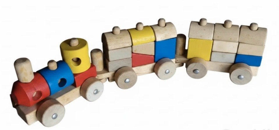 IKEA Tufftuff houten trein met blokken, TUFF TUFF, SINT kado, Ophalen of Verzenden, Nieuw, Duw- of Trekspeelgoed