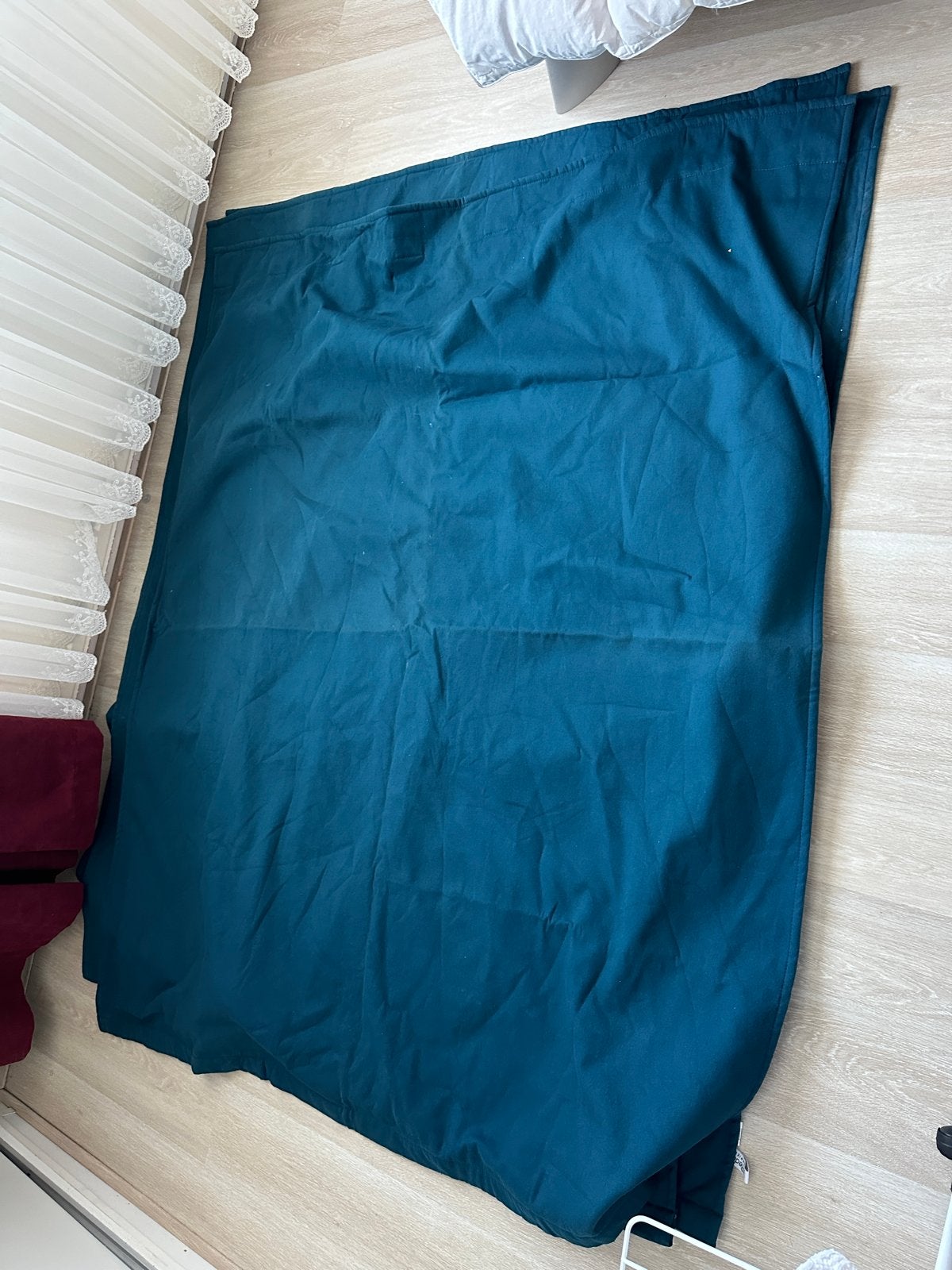 3 turquoise gordijnen - 160x138 cm, Huis en Inrichting, Ophalen, Gebruikt, Blauw, Gordijn