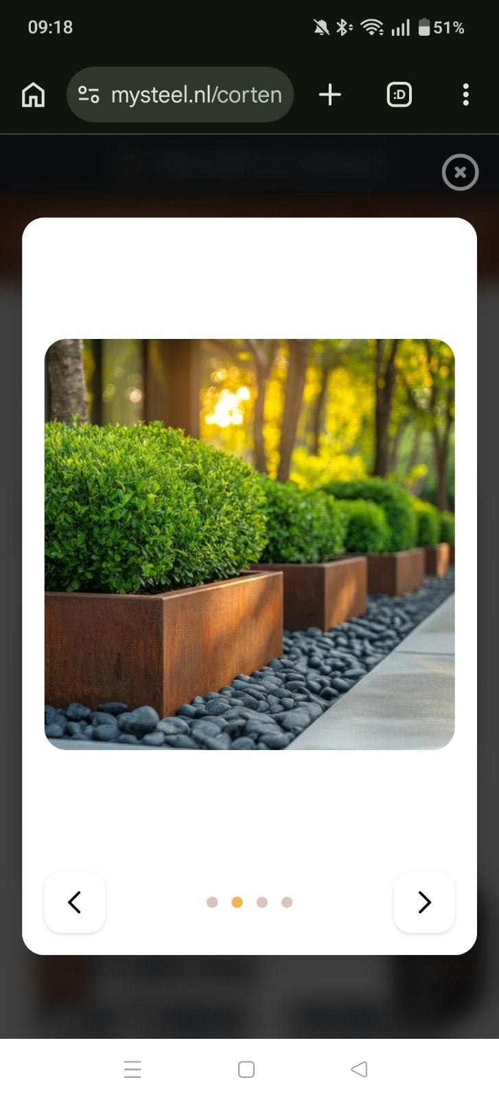Cortenstaal plantenbak CARREZ met bodem - 950x380x200 mm, Ophalen, Minder dan 30 cm, Nieuw, Balkon