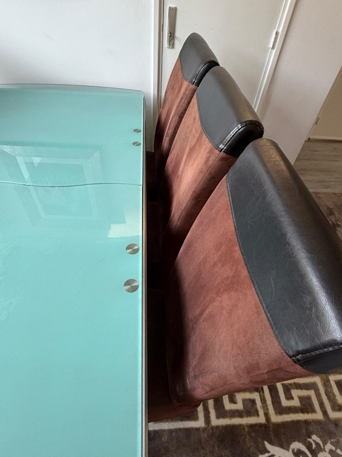 Tafel met 8 stoelen, Ophalen, 100 tot 150 cm, 50 tot 100 cm, Glas