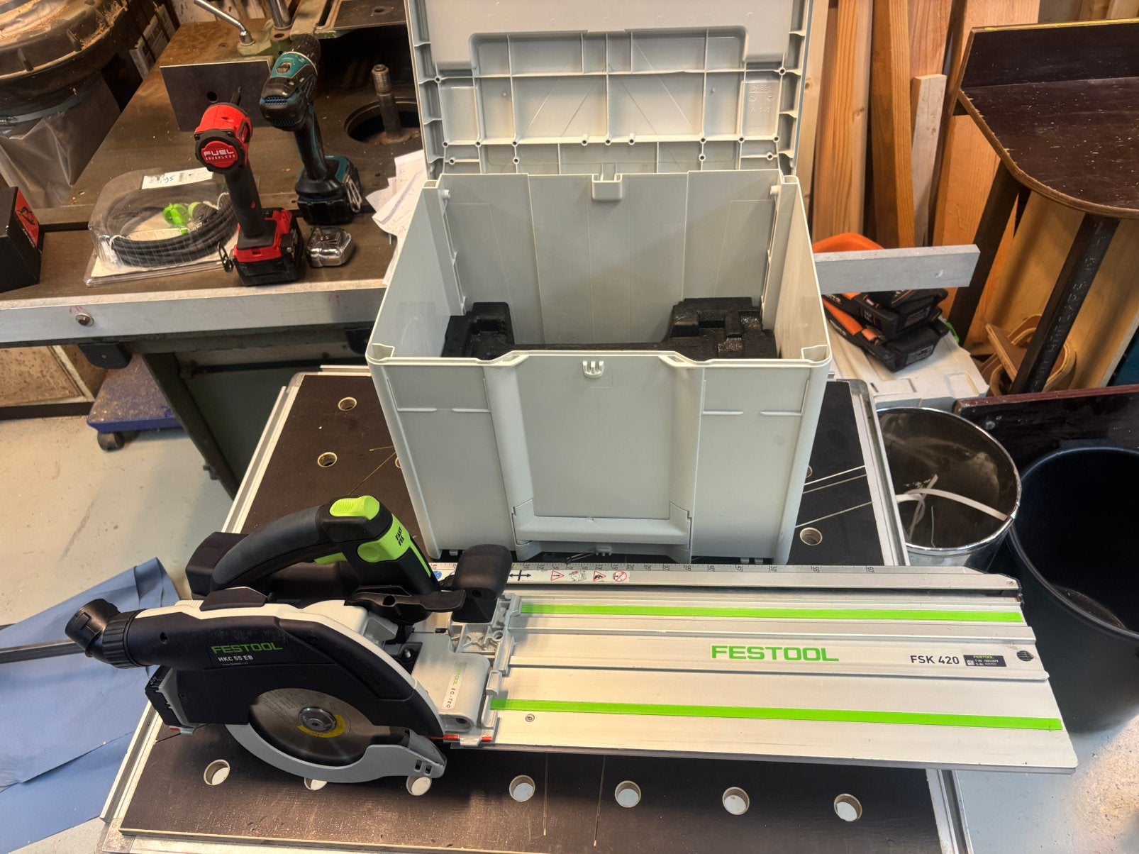 Festool pendelkapzaag hkc 55 eb, Gebruikt, Cirkelzaag, Ophalen of Verzenden, 30 tot 70 mm